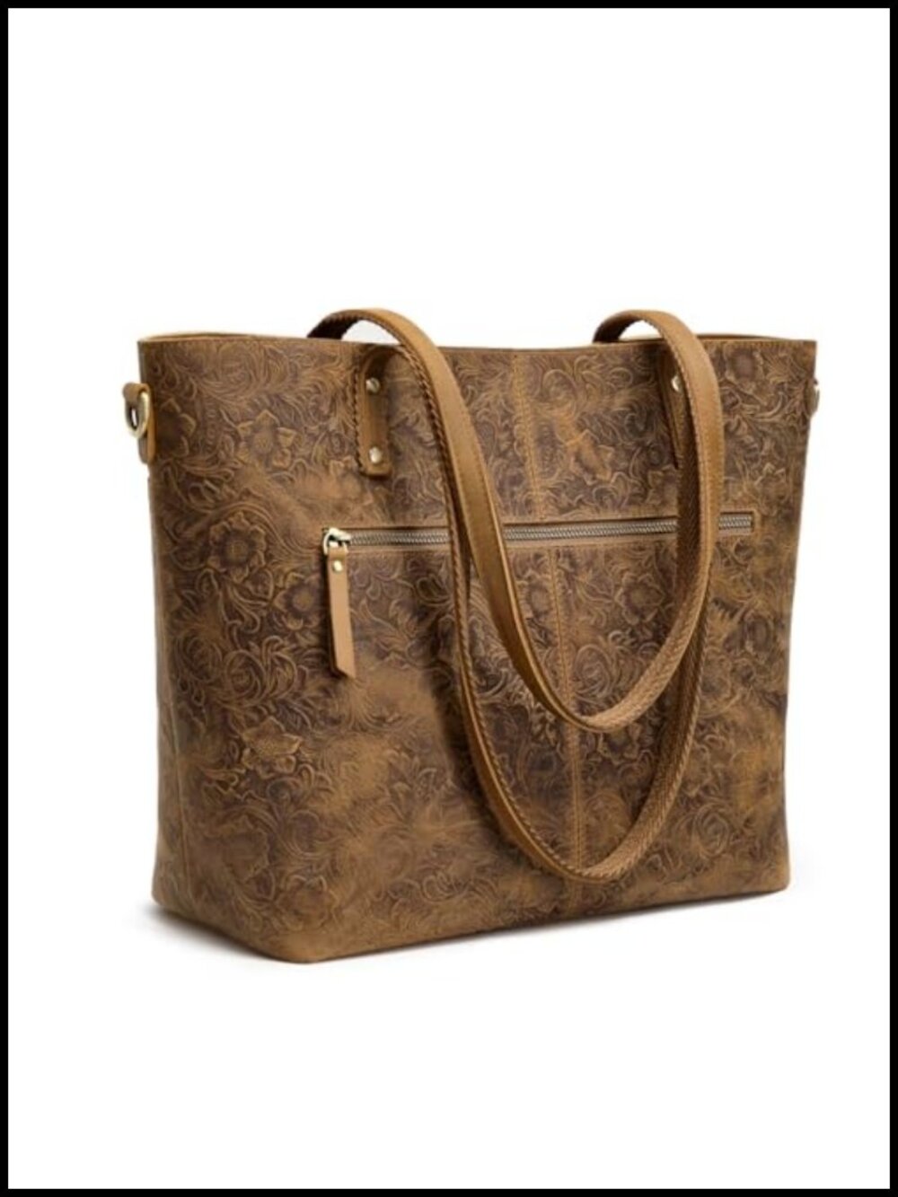 Top Grain Crazy Horse Leather Tote Bag Large Work Shoulder Bag